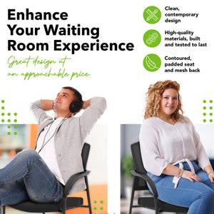 Office Chairs for Guests, Lobby, Waiting Rooms, Armless Stackable Chairs, Comfy Desk Seating, Navy