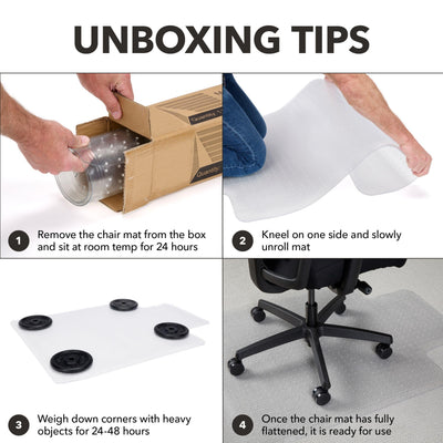 Office Chair Mat for Carpet, Clear Desk Mat with Extended Lip for Rolling Computer Chairs, Heavy Duty Vinyl Floor Protector for Low Pile Carpet, 36 x 48 in, Clear