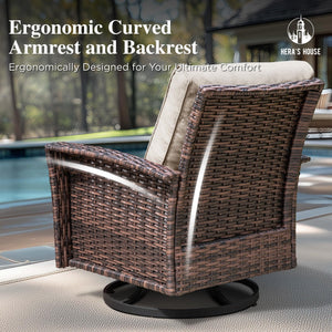Outdoor Furniture, 2 x High Back Swivel Patio Chairs with 5.5