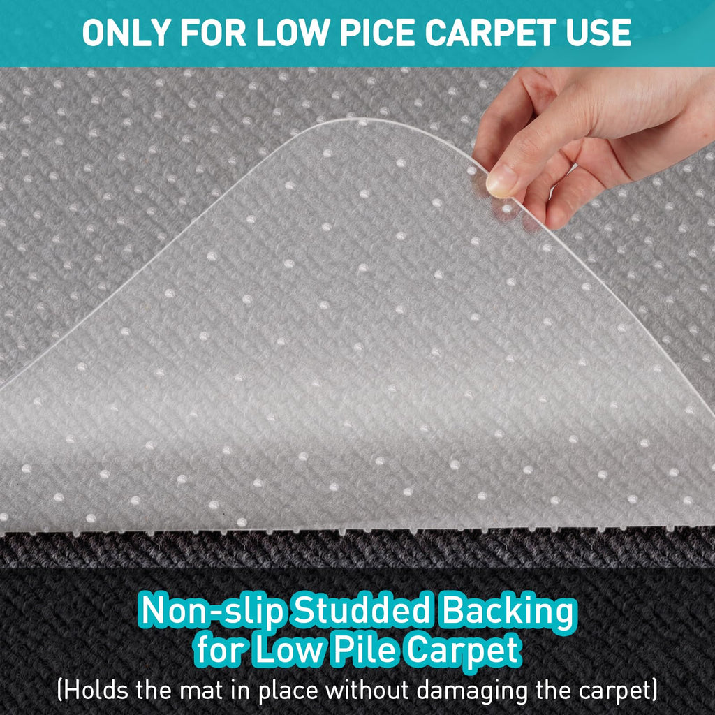 Office Chair Mat for Carpet: 48"x36" Clear Desk Chair Mat for Carpet Floor, Computer Mat for Low Carpeted Floors,Thick and Sturdy Protector, Rug Pad for Rolling Chairs Office Work Gaming