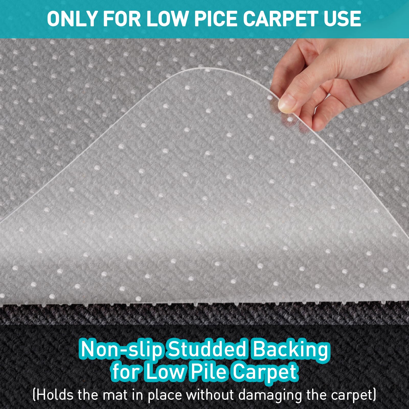 Office Chair Mat for Carpet: 48"x36" Clear Desk Chair Mat for Carpet Floor, Computer Mat for Low Carpeted Floors,Thick and Sturdy Protector, Rug Pad for Rolling Chairs Office Work Gaming