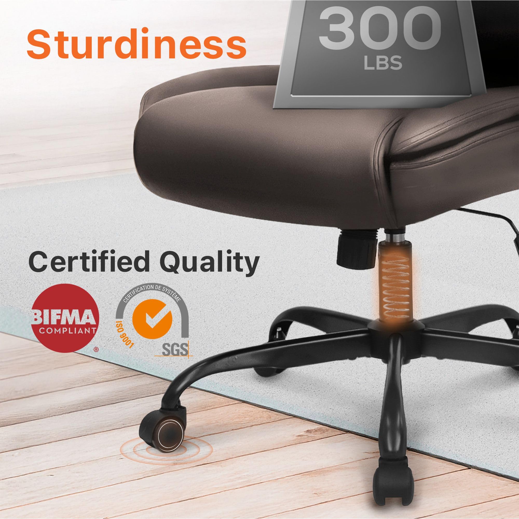 Office Desk Gaming Computer Home Chair Ergonomic Executive High Back Support Flip-up Arms Adjustable Height Swivel Rolling Wheels Comfy PU Leather (Brown)