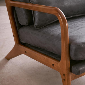 High Back Microfiber Dark Grey Mid Century Modern Accent Chair, Soild Wood Padding Lounge Armchairs Side Sitting Chairs for Living Room, Bedroom, Guest Room