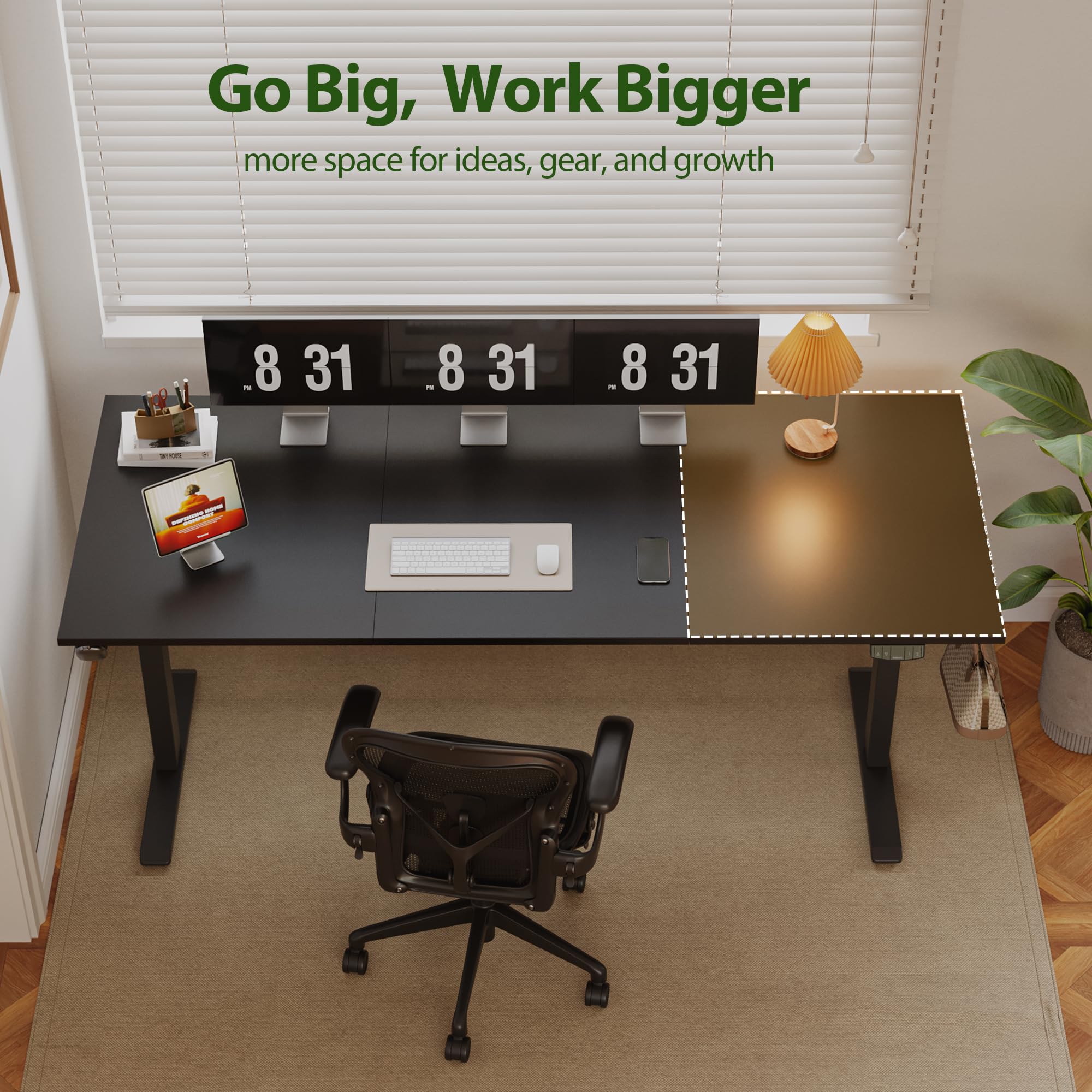 Electric Standing Desk, 71 x 31.5 Inches Height Adjustable Desk, Sit Stand up for Work Office Home, Ergonomic Rising Computer Table with Memory Preset, Black
