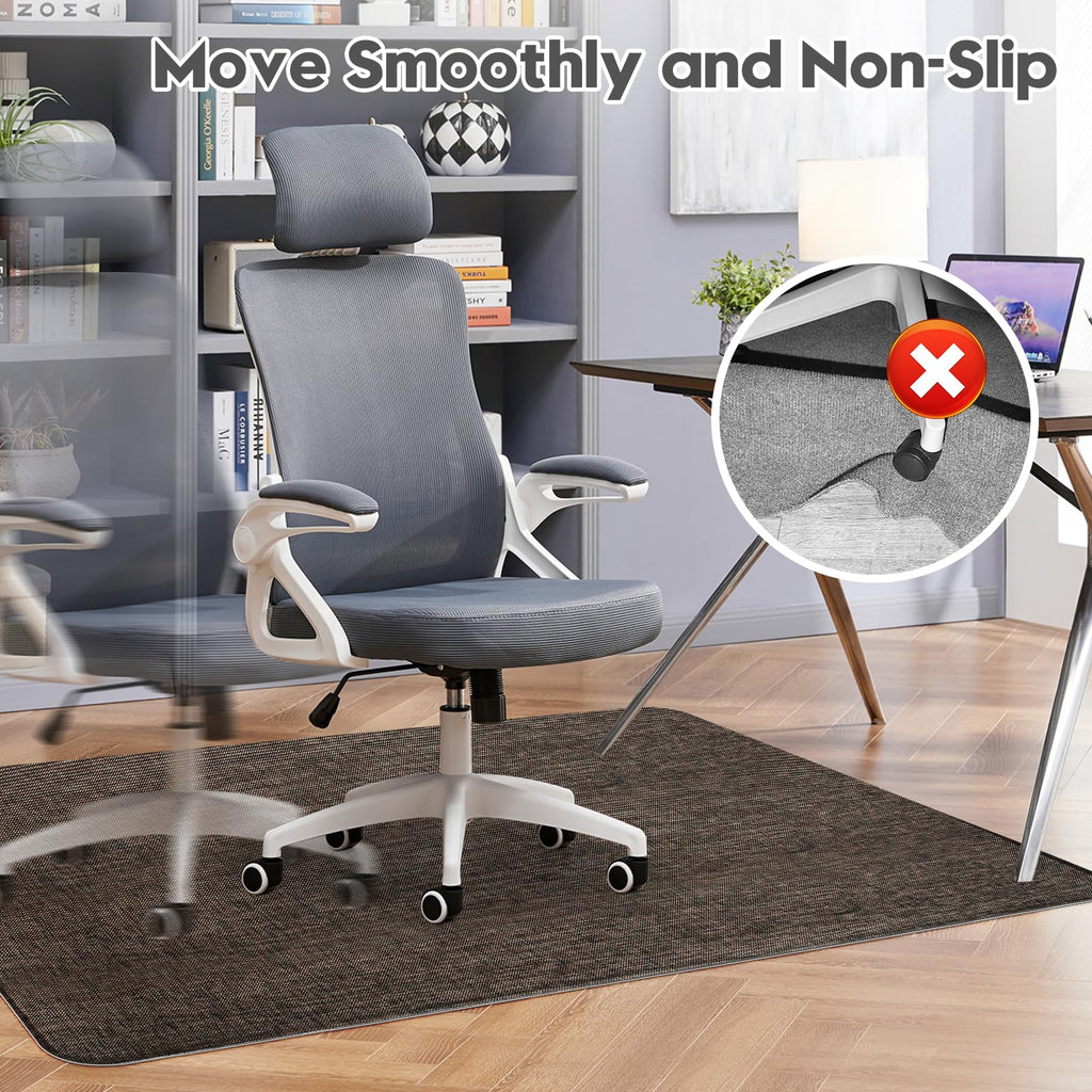 Office Chair Mat for Hardwood & Tile Floor,Computer Gaming Chair Mat for Rolling Chairs Non-Curve, Anti-Slip, Heavy Duty Floor Protector for Home Office,Dark Coffee (48" x 55")