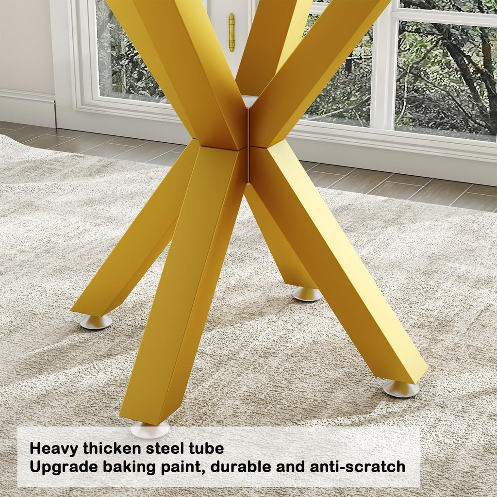 Table Base 28 Inch,Heavy Duty Metal Dining Table Pedestal Base for Glass, Marble, and Wood Tops, Furniture Legs for Home,Kitchen,Office (Gold)