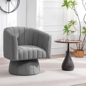 Swivel Accent Barrel Chair Set of 2, Cute Comfy Small Round 360° Arm Chair, Velvet Sofa Club Reading Chair for Living Room Bedroom Office Grey