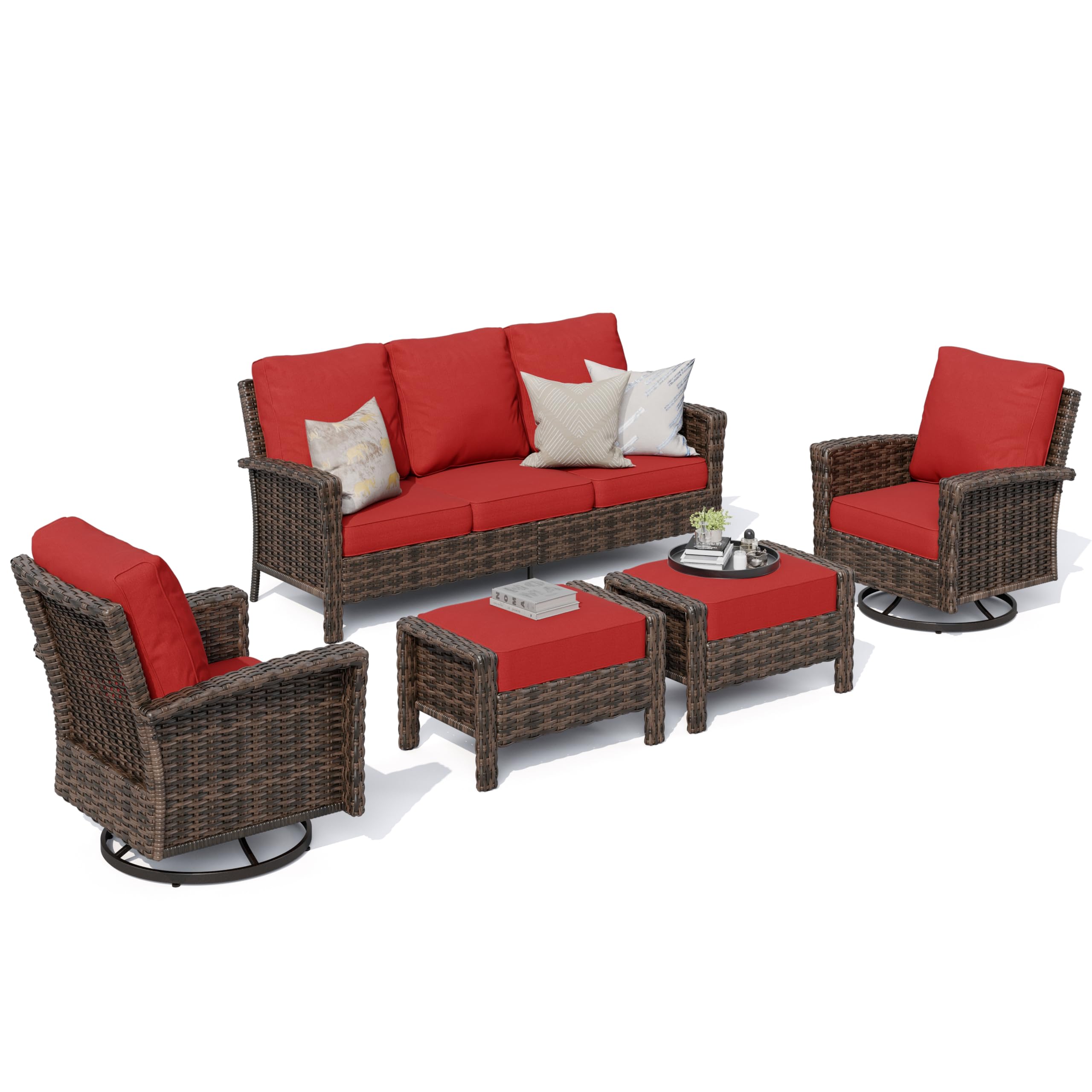High Back Swivel Patio Furniture Set with 5.5