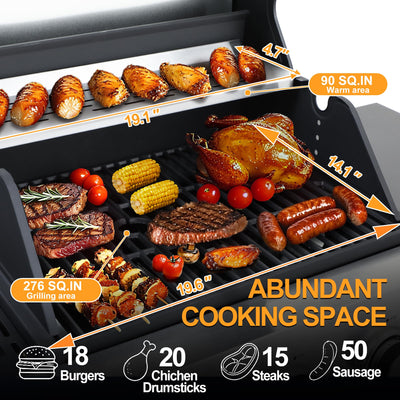 39000 BTU Output Propane Gas Grill with Side Burner and 3 Main Burners - Double-layer Stainless Steel Lid, Cast Iron Grids, Easy-Clean Grease Management & Even Heat Distribution for Perfect BBQs