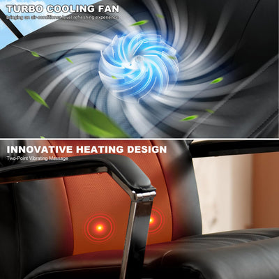 Ergonomic Power Recliner Chair for Long Hours, Leather Electric Luxury Office & Home Desk Chair with Heating and Ventilation,High Back Executive Home Office Desk Chair 400Lbs (Black)