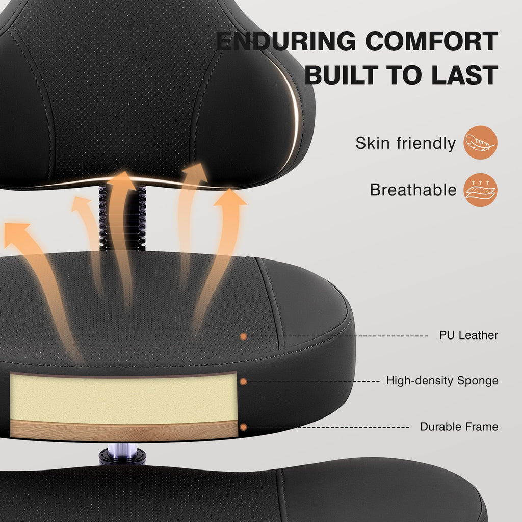 Cross Legged Office Chair, Criss Cross Desk Chair ADHD Meditation Kneeling Yoga Seat with Adjustable Height, Lumbar Support, Wider Footrest and Wheels (Black)