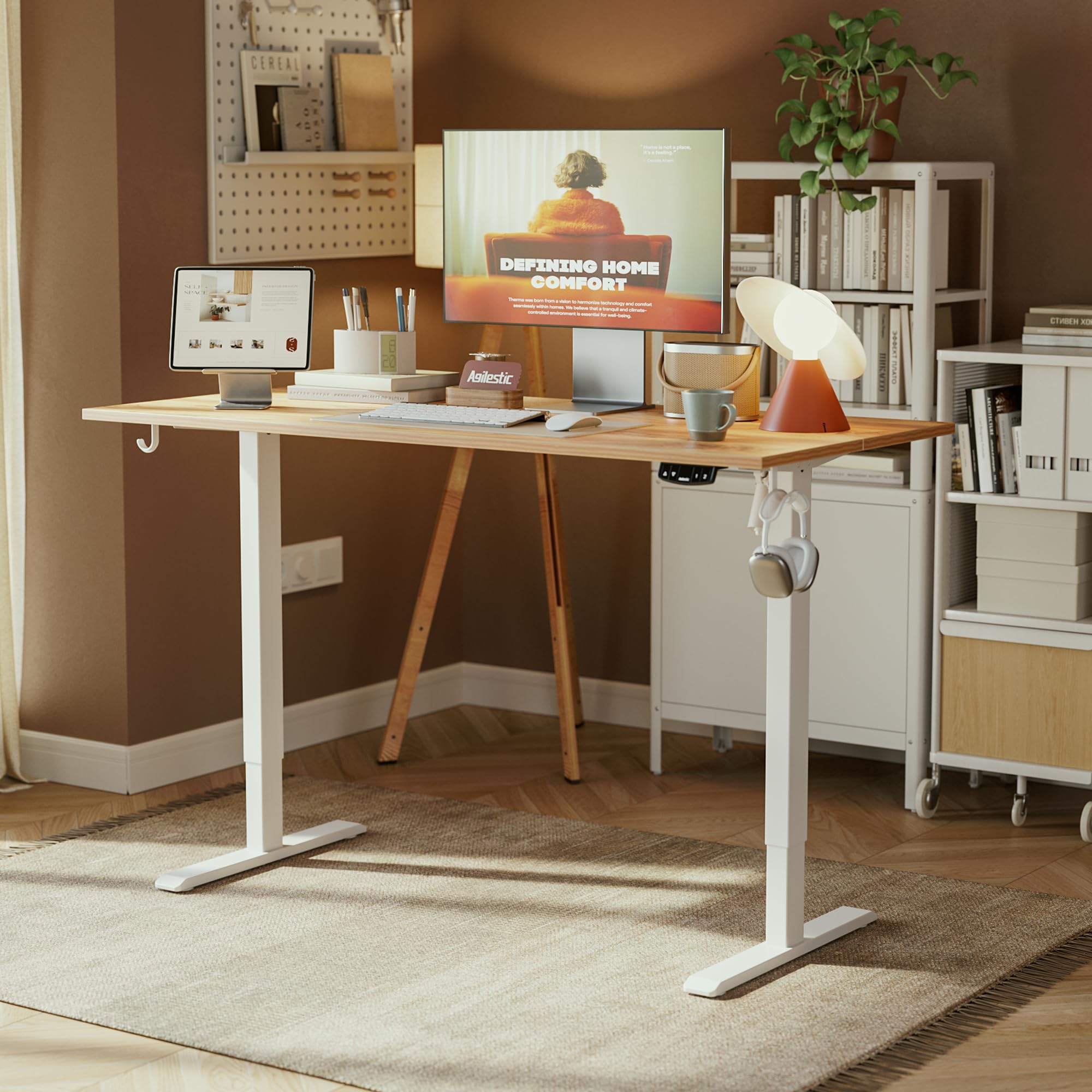 Electric Standing Desk, 63 x 24 Inches, Light Rustic Brown