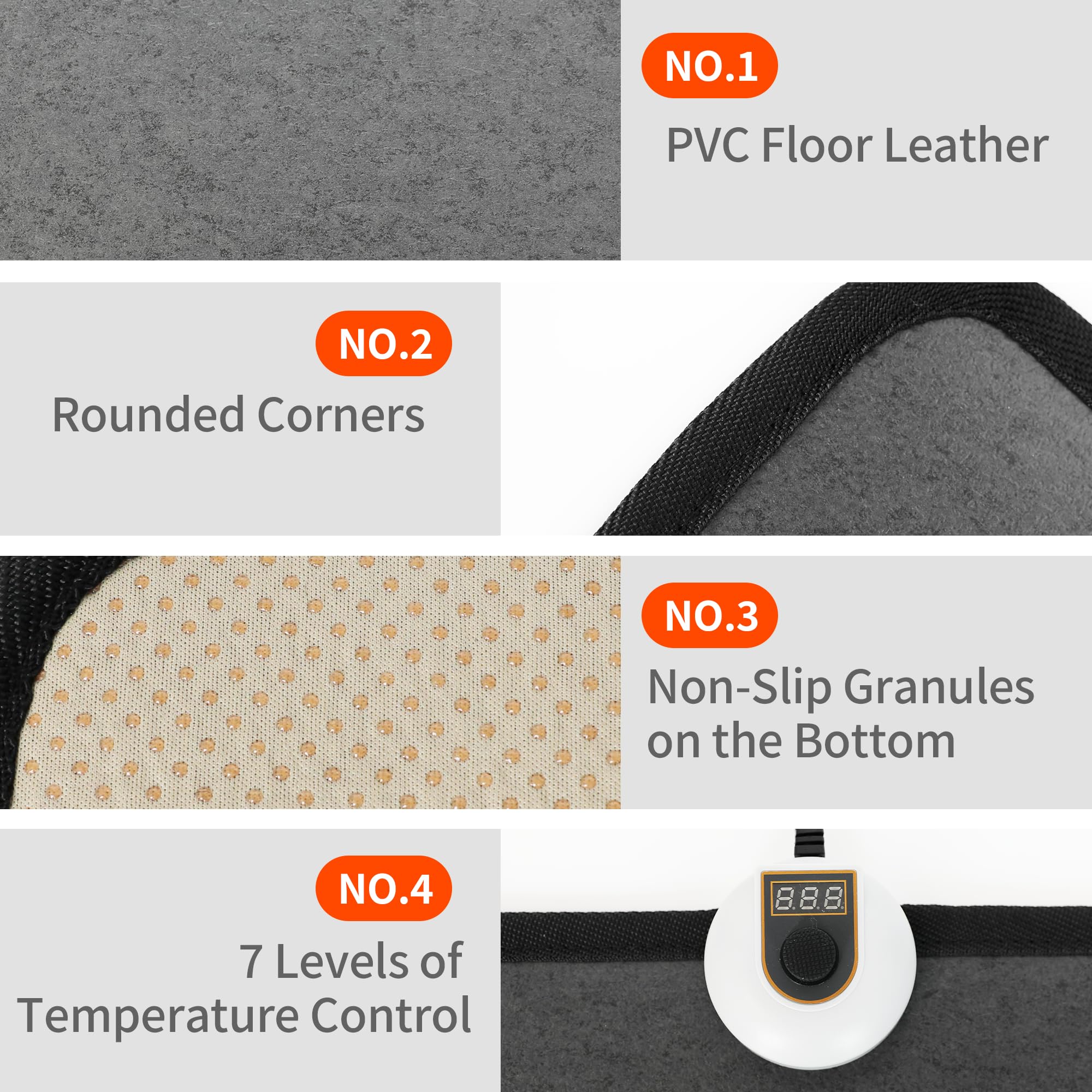 Heated Floor Mat Under Desk for Foot Warmer - 7 Temp Settings & 55w Heating Pad - Heated Feet Rest for Home Office Desk,Energy Saving Feet Warmers for Home/Work/Office - Black