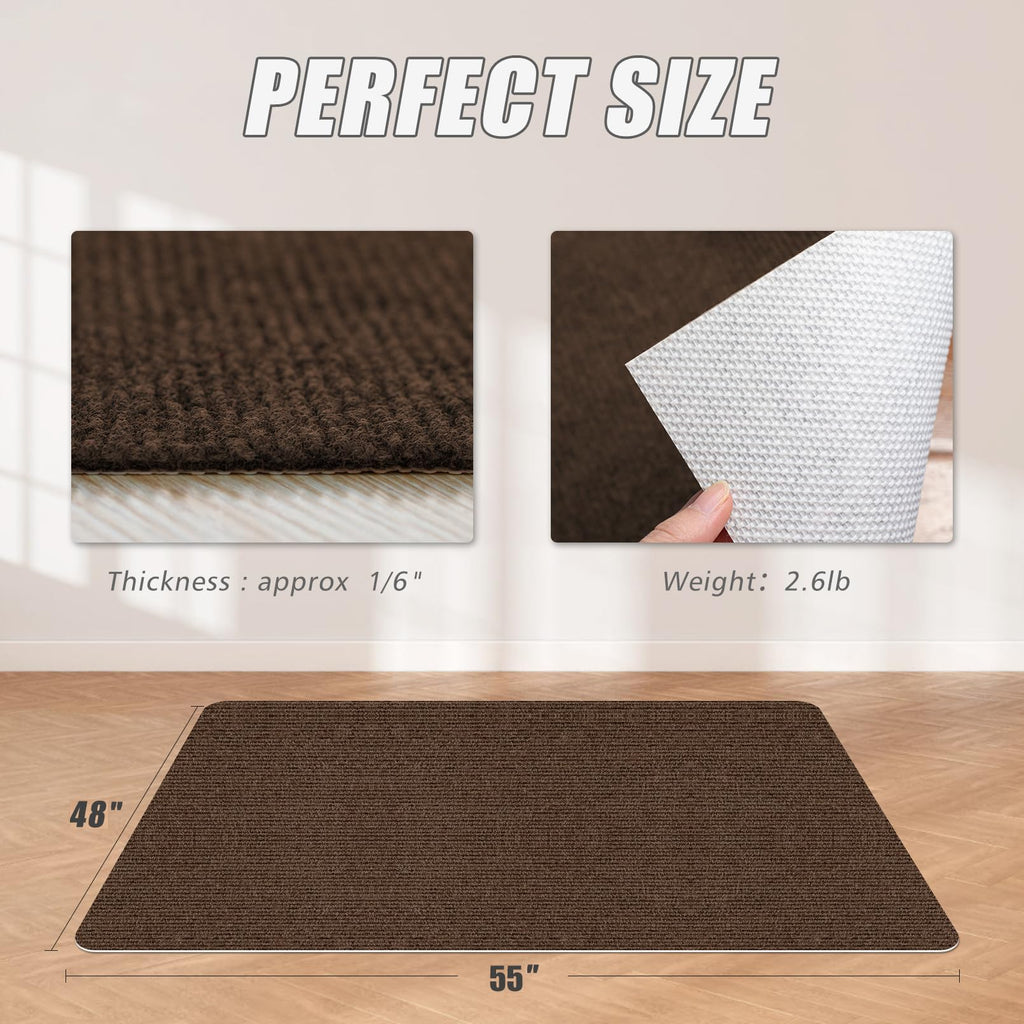 Office Chair Mat for Hardwood Floor,Office Computer Gaming Chair Mat for Tile Floor,Large Floor Protector Rug,Anti-Slip,Easy to Clean,Coffee(48"x55")