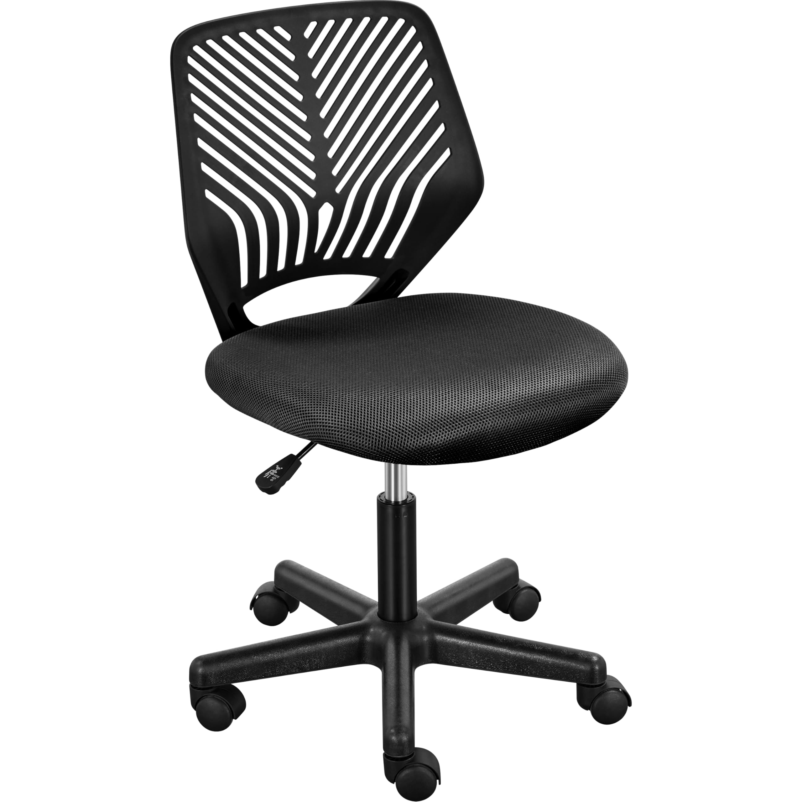 Students Cute Desk Chair Low-Back Armless Study Chair w/Lumbar Support Adjustable Swivel Chair in Home Bedroom School, Black