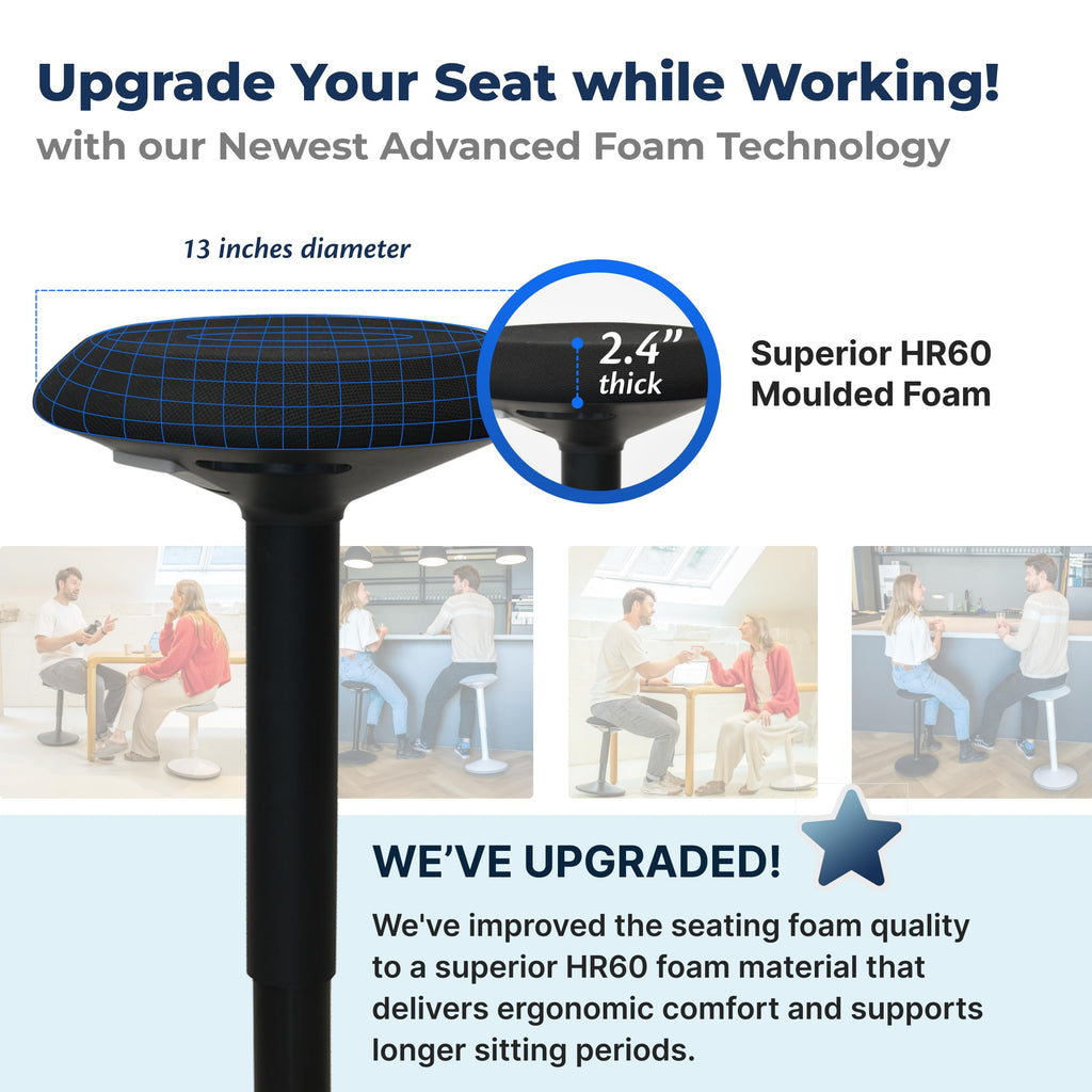 Standing Desk Stool Chair, Height Adjustable Stool 21-31 inch for Office and Classroom, Swivel Stool, Anti-Slip Bottom Ergonomic Wobble Stool with Rocking Motion, Black