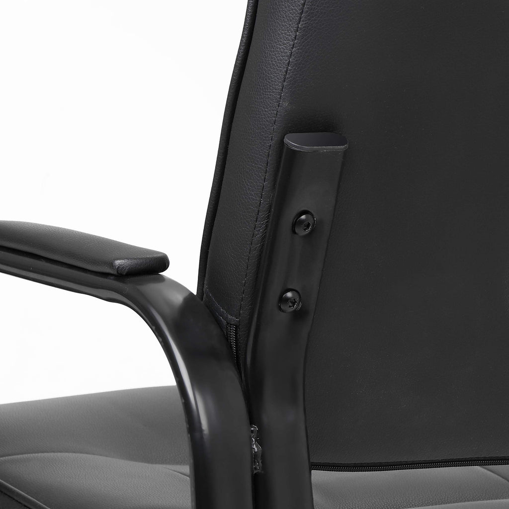 Office Guest Chair Bonded Leather Executive Side Chair Reception Chair with Solid Metal Frame Home Office Furniture, Set of 4, Black