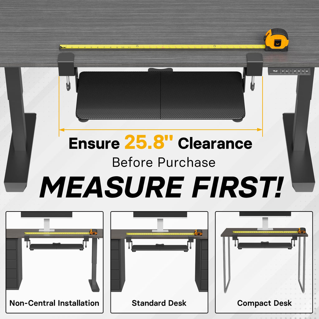 KMT01-PJ Under Desk Keyboard Tray, Pull-Out Keyboard & Mouse Platform with C-Clamp, 20 x 11.8 in Space-Saving Ergonomic Slide-Out Drawer, Black Carbon Fiber