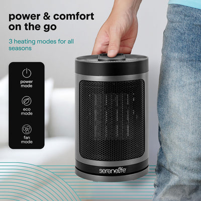 Portable Space Heater – 1500W PTC Ceramic Electric Heater with Thermostat, Remote, 12-Hour Timer, 3 Heating Modes, Oscillation, Safe & Quiet for Home, Office, Bedroom (Gray)