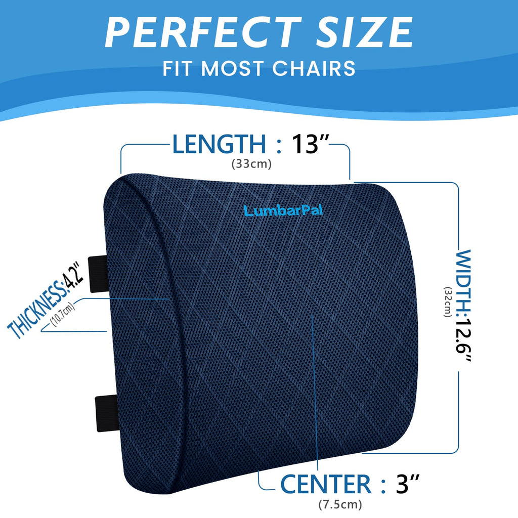Lumbar Support Pillow for Office Chair Back Support Lumbar Pillow for Car, Gaming, Office Chair - Improve Sitting Posture & Back Pain Relief, Memory Foam, Adjustable Straps, Blue