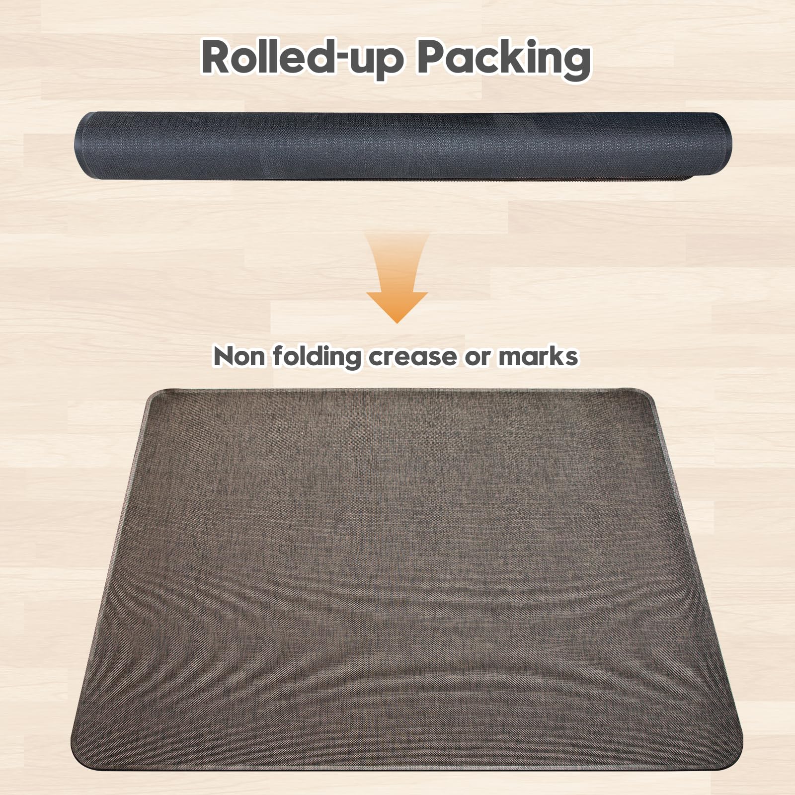 Office Chair Mat for Hardwood & Tile Floor,Computer Gaming Chair Mat for Rolling Chairs Non-Curve, Anti-Slip, Heavy Duty Floor Protector for Home Office,Dark Coffee (48" x 55")