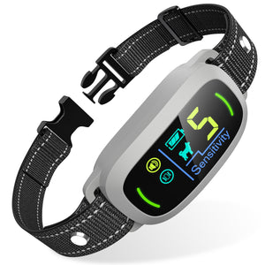 Dog Bark Collar for Large Medium Small Dogs, Rechargeable Smart Bark Collar, Anti Barking Training Collar with 5 Adjustable Sensitivity Beep Vibration (Grey)