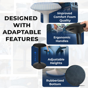 Standing Desk Stool Chair, Height Adjustable Stool 21-31 inch for Office and Classroom, Swivel seat, Anti-Slip Bottom Ergonomic Wobble Stool with Rocking Motion, Blue