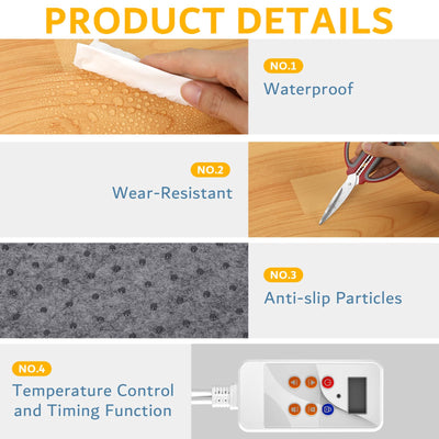 Heated Floor Mat Heater for Foot Warmer Under Desk 48 x 20 Inch Carbon Crystal Wood Stripe Electric Heating Carpet Pad Energy Sav
