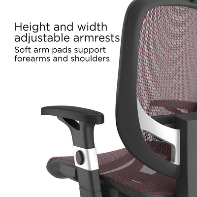 Ergonomic Task Chair, Mesh, Ergonomic, Lumbar Support, Swivel, Maroon