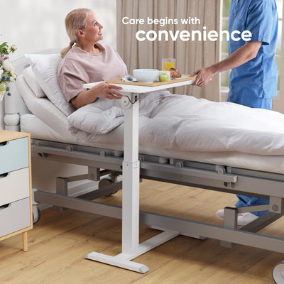 Laptop Cart on Wheels, max Load up to 17.6 lbs, Small Rolling Table with Hidden Wheels, Mobile Standing Desk Adjustable Height, 90° Tilting Portable Workstation, Overbed Bedside Desk White