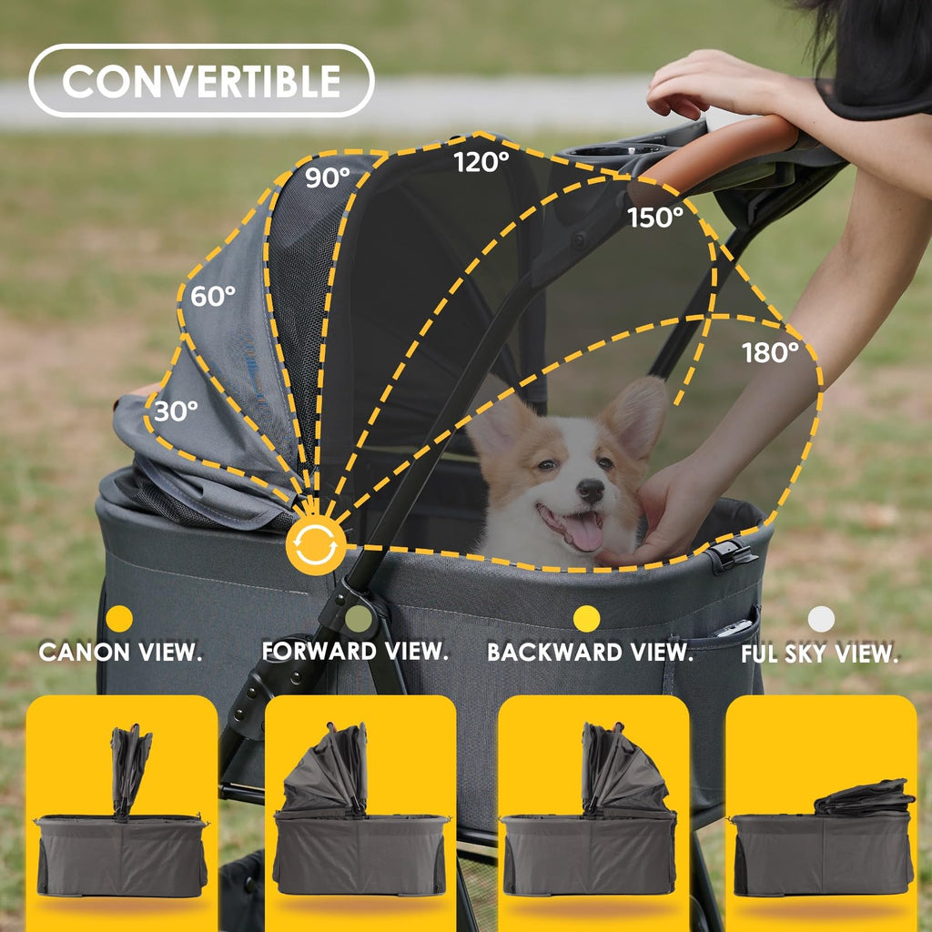 3 in 1 Pet Stroller with Removable Carrier, Folding Stroller for Small/Medium Dogs and Cats, Waterproof, All-Terrain, with Sun Shades, Car Seat