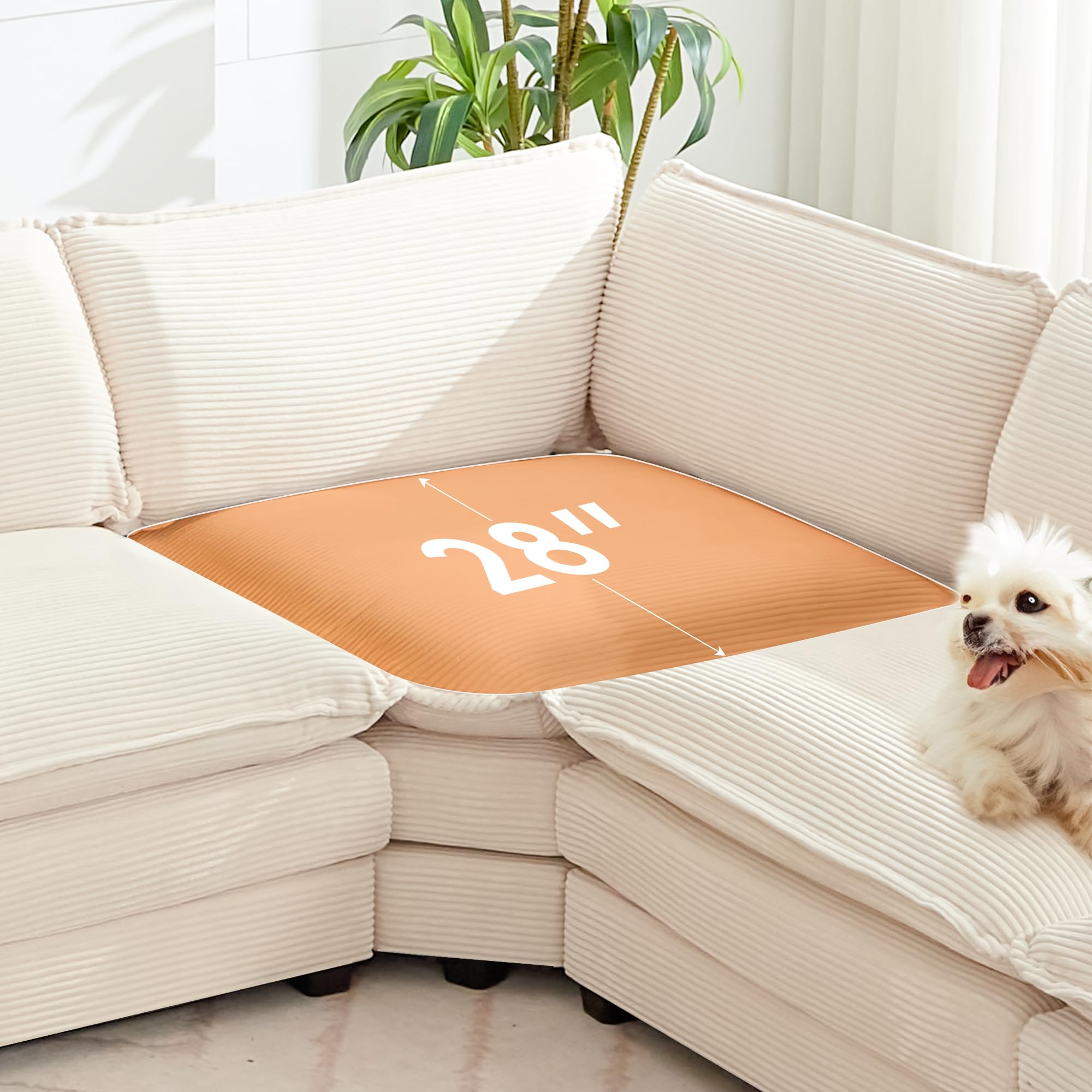 113'' Modular Sectional Cloud Couch, 5 Seater Corner Sofa Big Comfy Corduroy Oversized L Shaped Couch with 2 Pillows, Chaise, Ottoman, Deep Seat Sectional Couches for Living Room Office, Beige