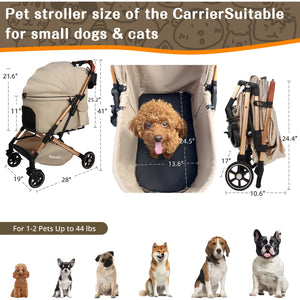Pet Stroller with One-Click Folding & Storage Basket, for Small and Medium Dogs Up to 44lbs, Secure Zip Mesh Entry, Breathable & Washable for Cats