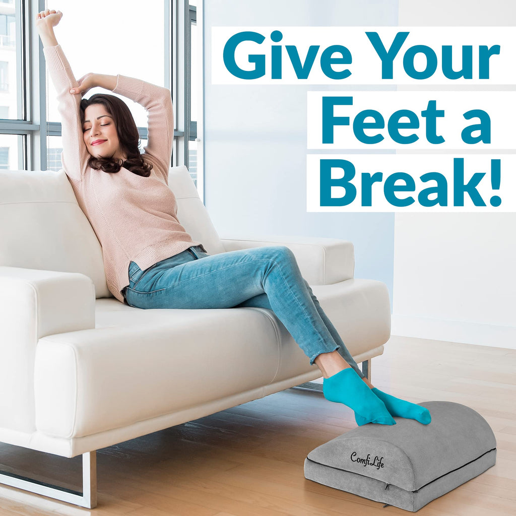 Foot Rest for Under Desk at Work – Adjustable Desk FootRest for Office Chair, Gaming Accessories – Ergonomic Teardrop Design for Back, Hip & Leg Pain Relief – 100% Memory Foam (Gray)
