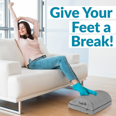 Foot Rest for Under Desk at Work – Adjustable Desk FootRest for Office Chair, Gaming Accessories – Ergonomic Teardrop Design for Back, Hip & Leg Pain Relief – 100% Memory Foam (Gray)