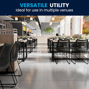 HERCULES Series 661 lb. Capacity Black Stack Chair with Air-Vent Back and Black Powder Coated Sled Base