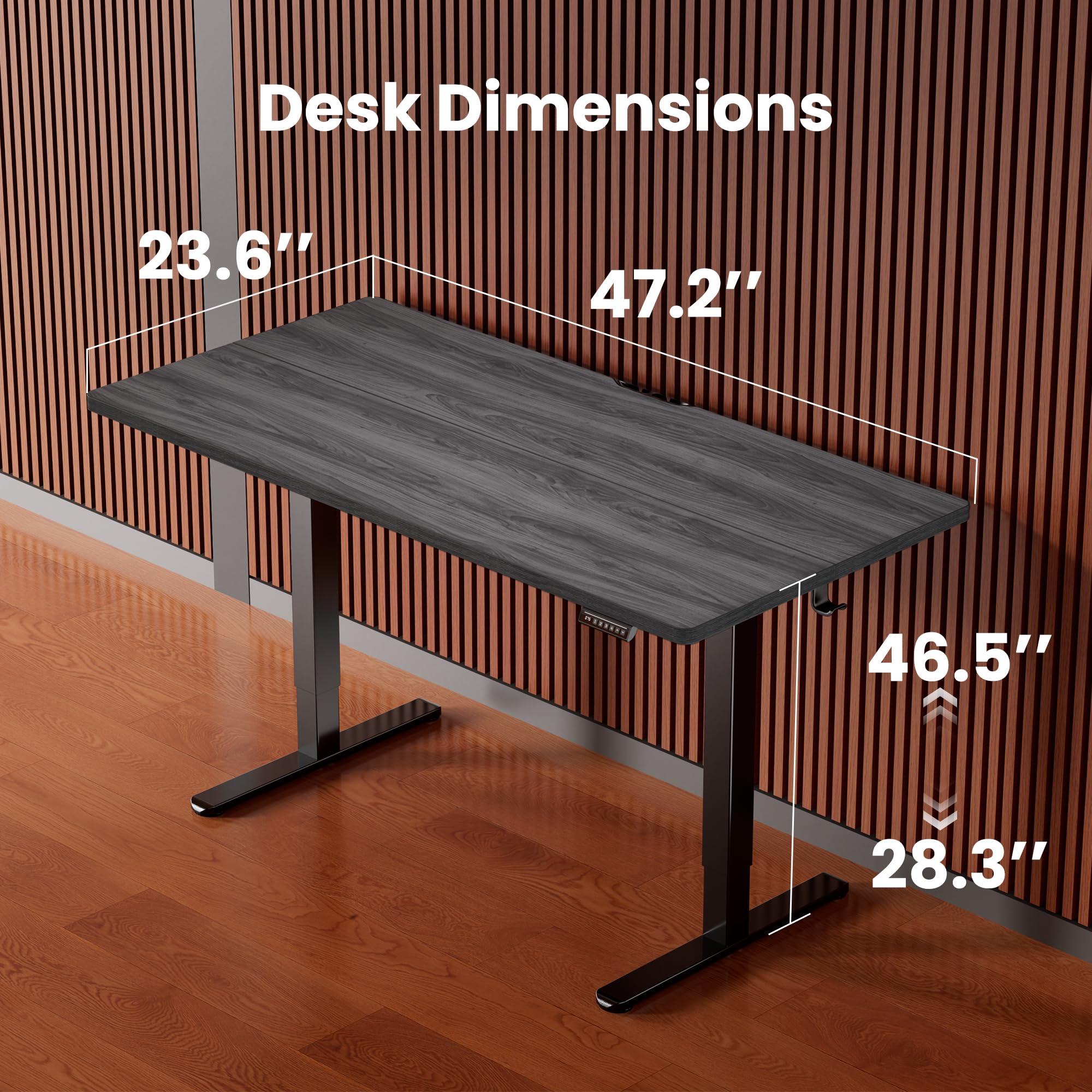 Height Adjustable Electric Standing Desk, 48 x 24 Inches Sit Stand up Desk, Memory Computer Home Office Desk, Grey