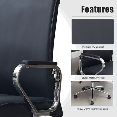 Office Desk Chair, Ergonomic Leather Modern Conference Room Chairs, Executive Height Adjustable Swivel Rolling Chair for Home Office.