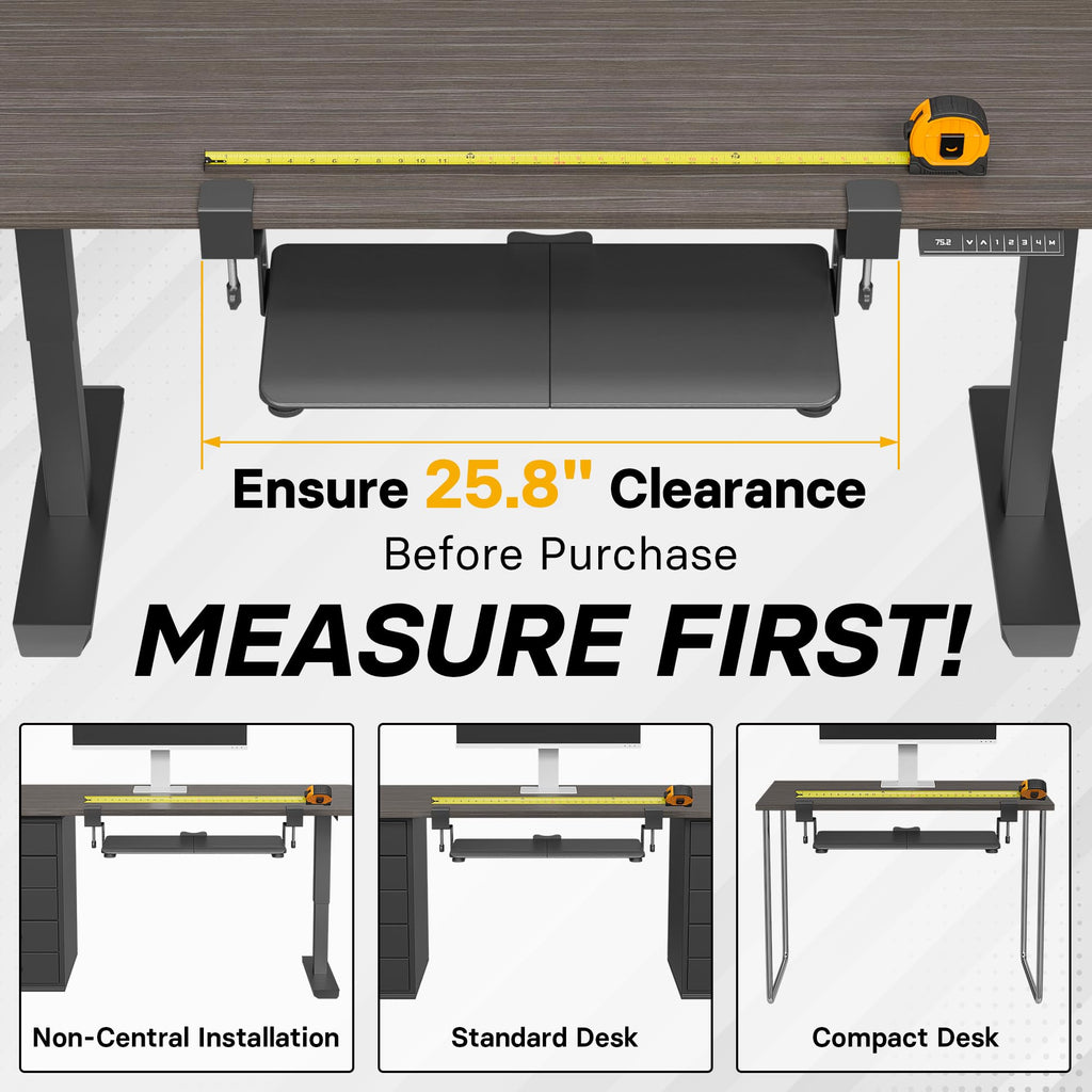 KMT01 Under Desk Keyboard Tray, Pull-Out Keyboard & Mouse Platform with C-Clamp, 25.6 x 11.8 in Space-Saving Ergonomic Slide-Out Drawer, Black