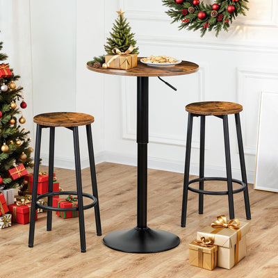 Bar Table, Height-Adjustable Round Pub Table 27-35.4 Inches with Sturdy Base, Modern Style, Easy to Assemble, Suitable for Small Space, Rustic and Black