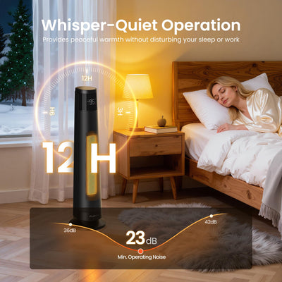 1500W Space Heaters for Indoor Use Large Room, WIFI Electric Heater with Voice Control, 5 Modes, ECO Thermostat, 12H Timer, Quiet & Safety PTC Ceramic Heater for Bedroom, Black, 1 Pack
