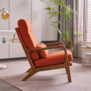 High Back Burnt Orange Accent Chairs Set of 2, Upholstered Mid Century Modern Lounge Chairs Reading Chairs Side Sitting Chair Solid Wood Farmhouse Armchairs for Living Room, Bedroom, Guest Room