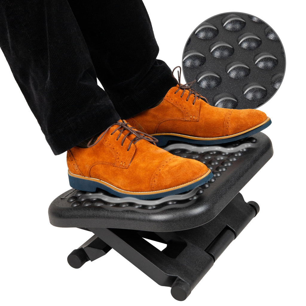 Foot Rest, Under Desk at Work, Ergonomic, Height Adjustable, Office, Plastic, Black