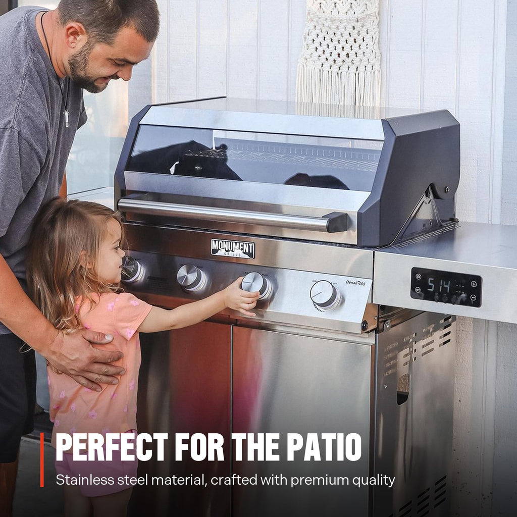 Denali 405 4-Burner Liquid Propane Gas Smart bbq Grill Stainless Steel with Rotisserie Kit(2 items)