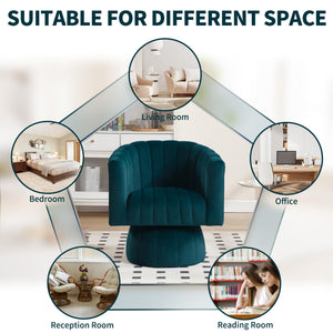 Swivel Accent Barrel Chair Set of 2- Cute Comfy Small Round 360° Arm Chair Velvet Sofa Club Reading Chair for Living Room Bedroom Office Green