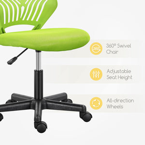 Kids Cute Desk Chair Armless Small Computer Chair with Lumbar Support for Teens Low-Back Bedroom School, Green