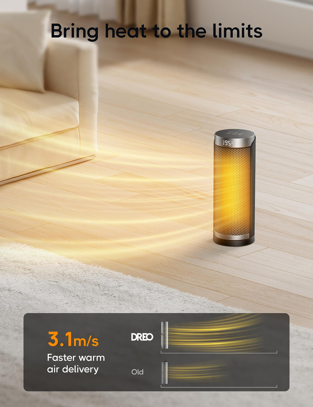 Space Heater for Bathroom and Indoor, 70°Oscillating, 5 Modes, Remote for Home Bedroom, 12H Timer, with ALCI Safety Plug