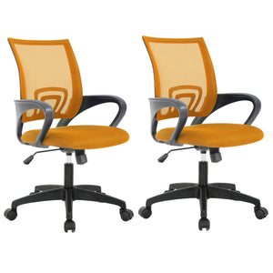 Ergonomic Office Chair | Mid-Back Swivel Desk Chair | Breathable Backrest & Lumbar Support | Adjustable Height | Sponge Seat | Rolling Wheels | Orange | for Adults & Women | Pack of 2