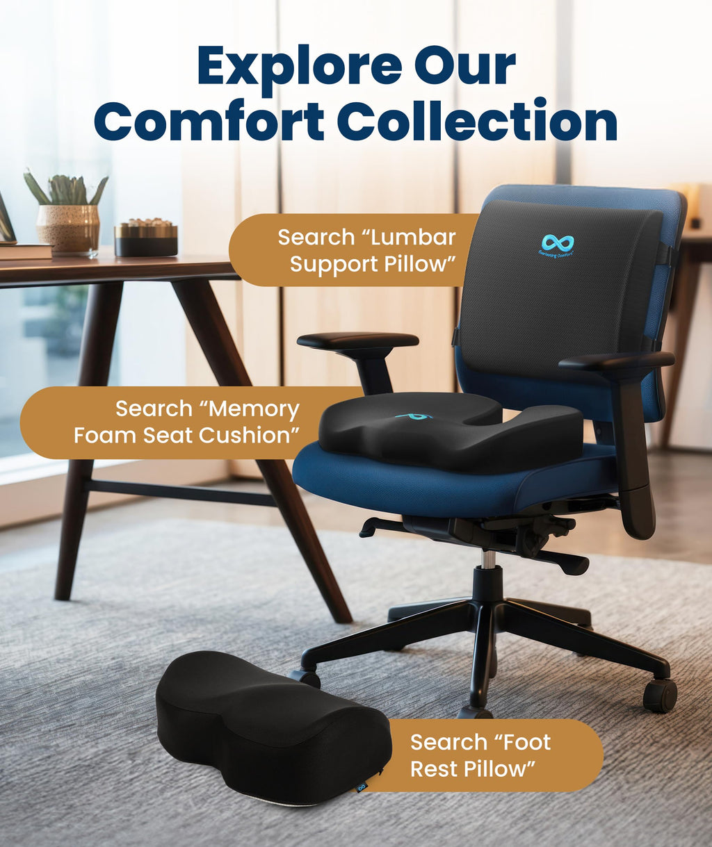 The Original Lumbar Support Pillow for Office Chair - Improves Posture, Promotes Back Pain Relief - Superior Back Support for Gaming and Desk Chairs - Lumbar Pillow for Car, Couch