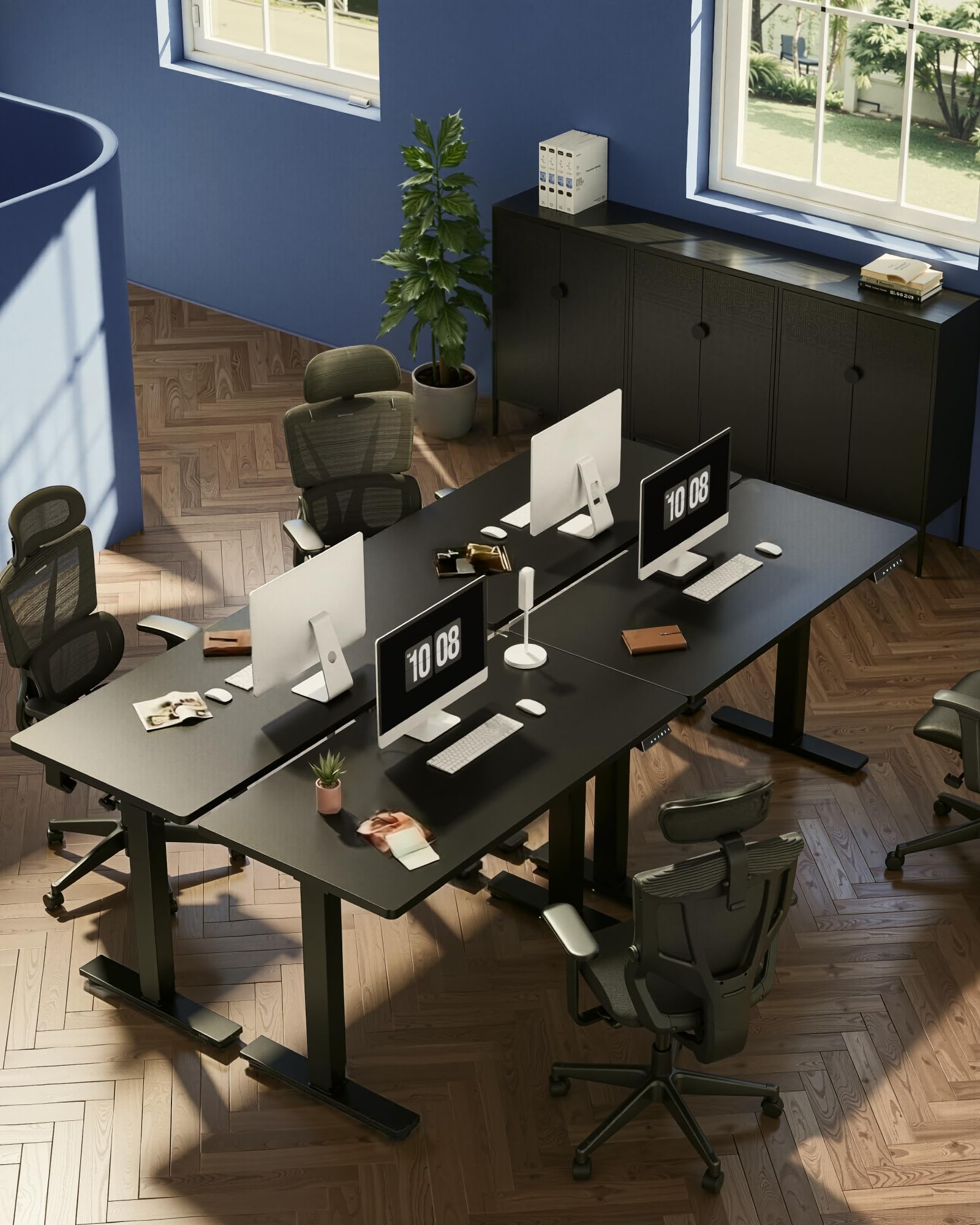 EN1 One-Piece Standing Desk, Electric Adjustable with 4 Memory Presets, 176 LBS Capacity, Stable & Quiet, Seamless Desktop for Home Office & Dual Monitors, 40"x24" Black